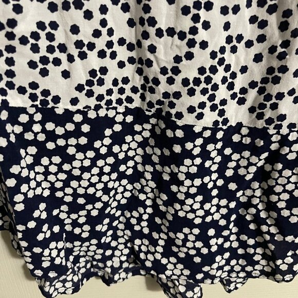 Boden Womens White Blue Dot Popover Split Neck Viscose Long Sleeve Blouse Sz 10 - Picture 4 of 8